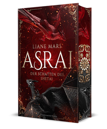 Das Cover zeigt zwei fliegende Drachen. Einen roten Drachen im oberen Bildbereich und einen schwarzen im unteren. Zwischen ihnen befindet sich der Titel. Der Hintergrund ist dunkelrot. Auf dem Farbschnitt sind beide Drachen und mittig goldene Ornamente abgebildet.